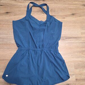 Lululemon 8 Be Free Runsie Romper Shorts Sleeveless drawstring lined Teal
